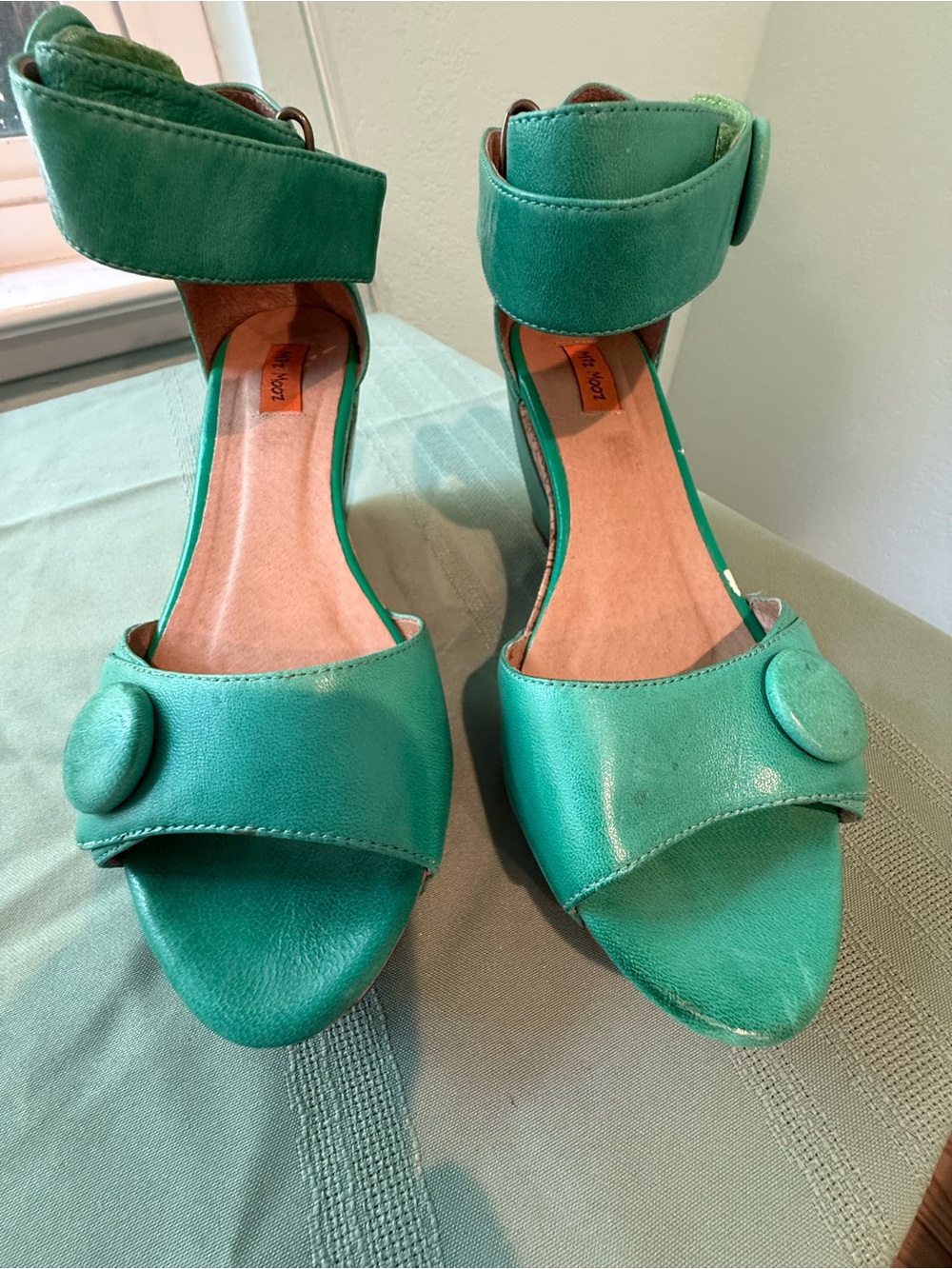 Miz Mooz Yael Ankle-Strap Sandal Wedge Green 9 - Picture 4 of 10